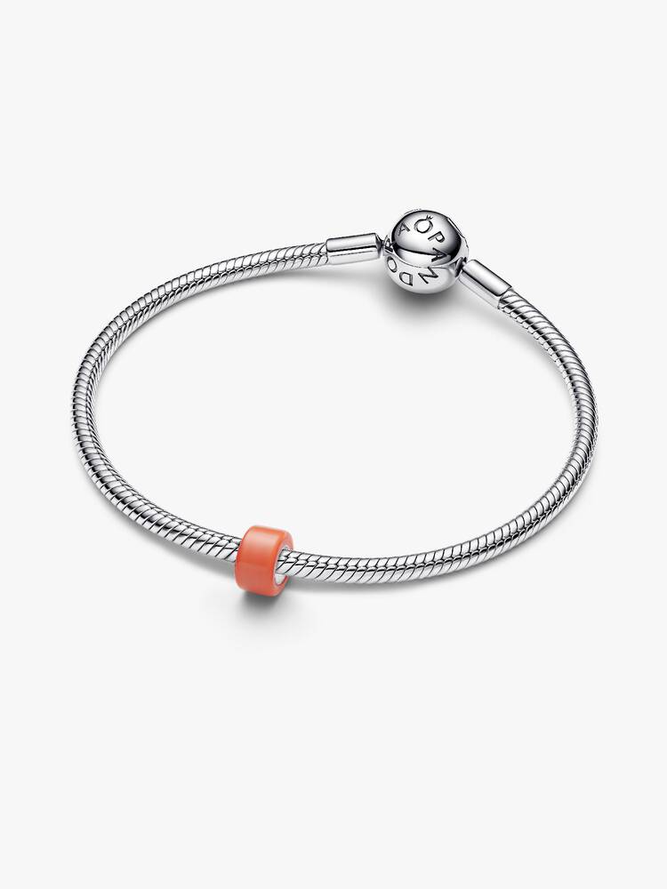 Sterling silver mini charm with orange Murano glass