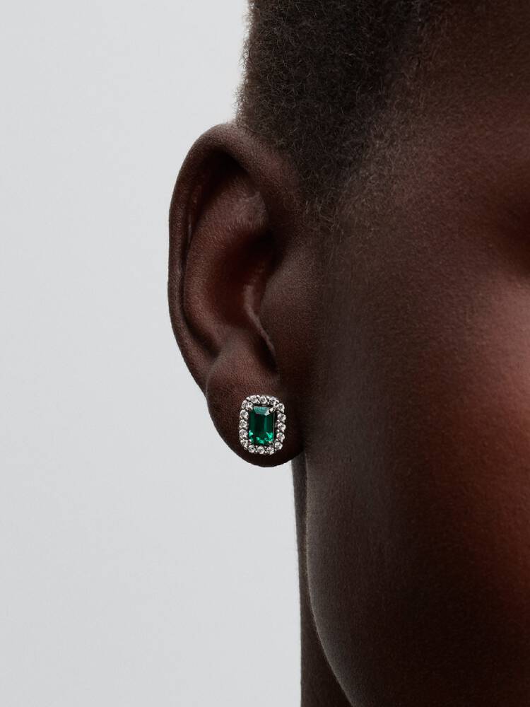 Sterling silver stud earrings with royal green cry