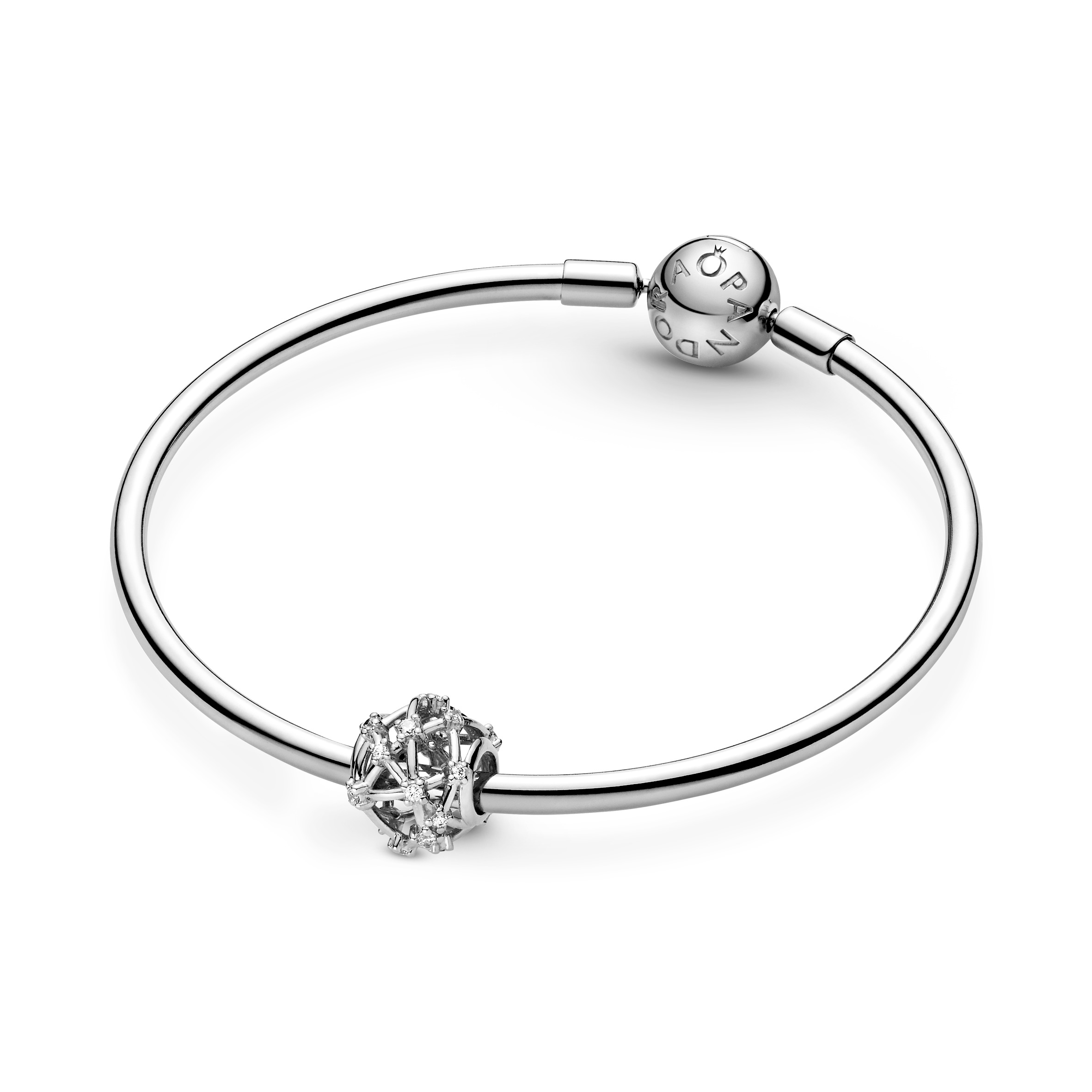 Openwork sterling silver charm with clearcubic zirconia /799240C01