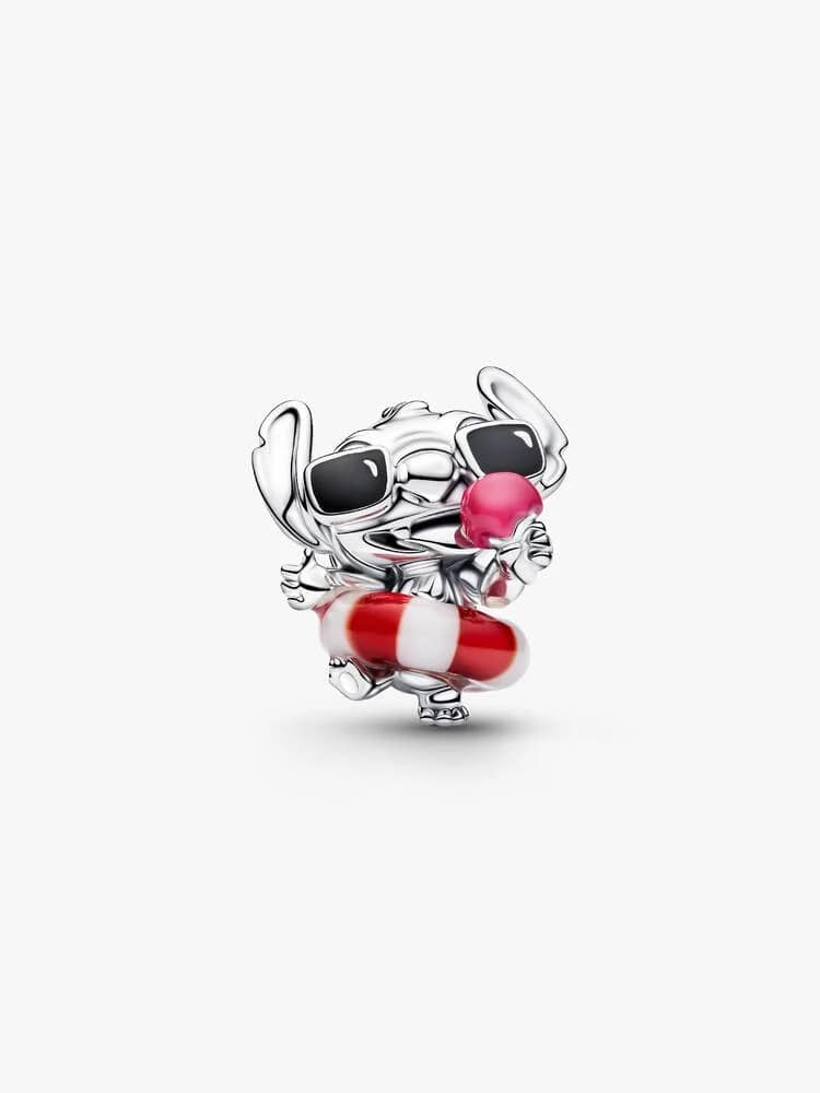 Disney Stitch sterling silver charm with white and
