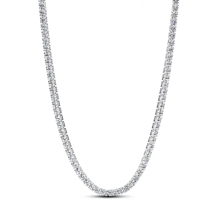 Sterling silver choker with clear cubic zirconia a