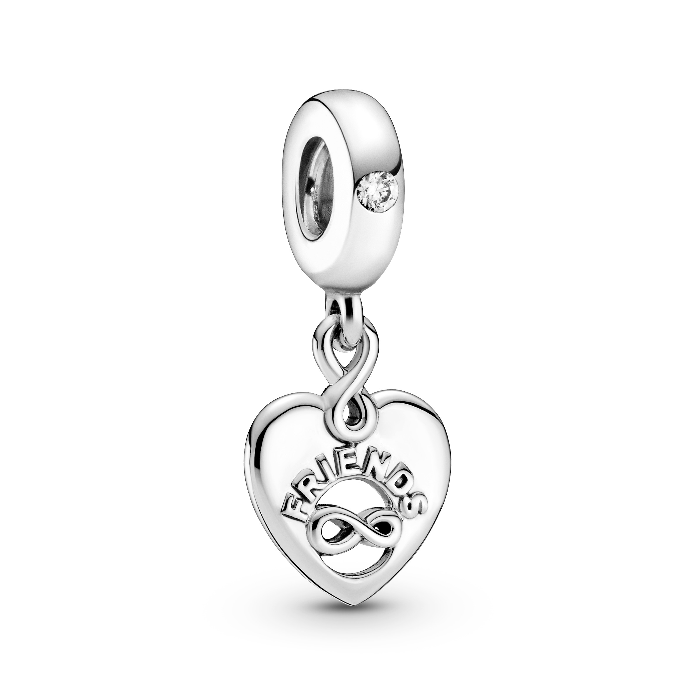 Friends and infinity heart sterling silver dangle 