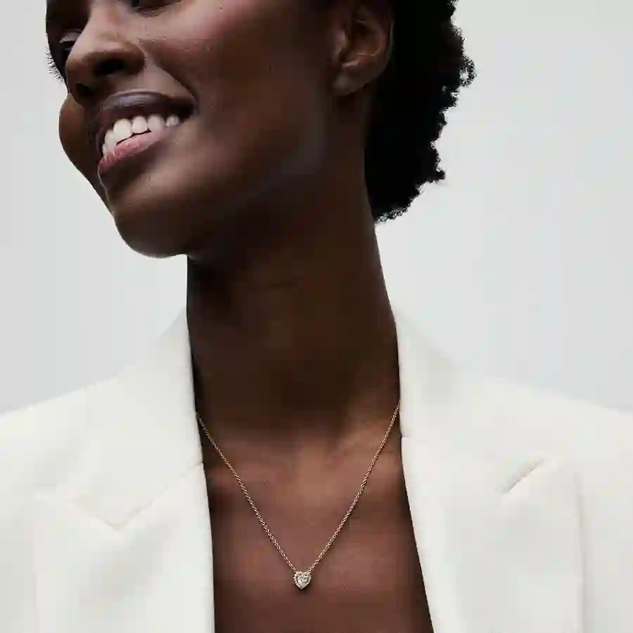 Heart 14k gold-plated collier with clear cubic zir