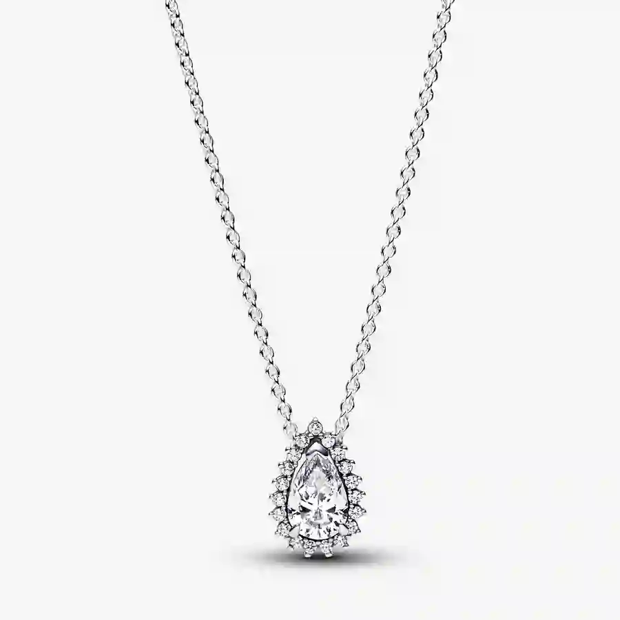 Sterling silver collier with clear cubic zirconia
