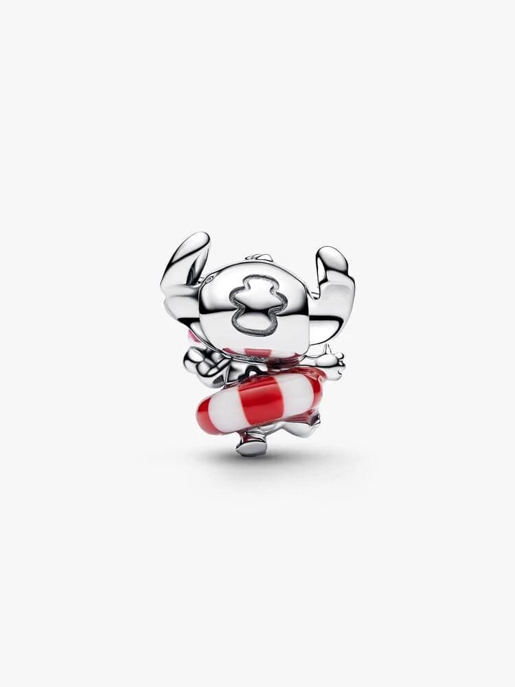Disney Stitch sterling silver charm with white and