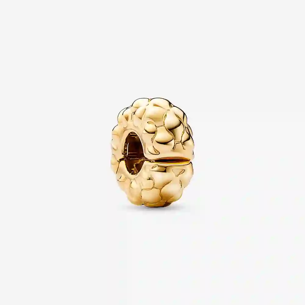 Studded pattern 14k gold-plated clip with silicone grip