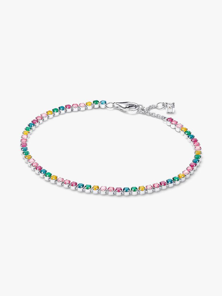Sterling silver tennis bracelet with yellow, blue,