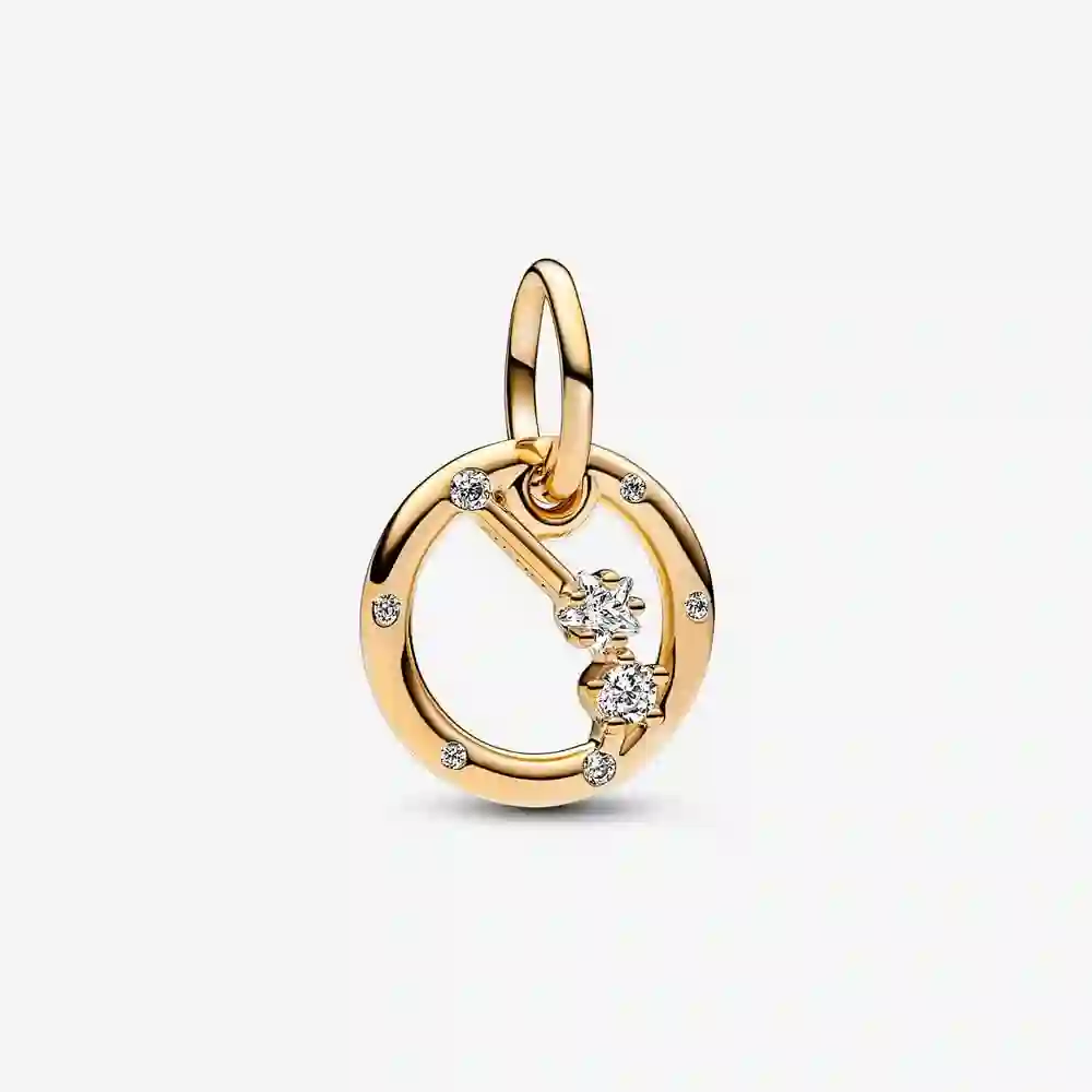 Aries zodiac 14k gold-plated dangle with clear cubic zirconia