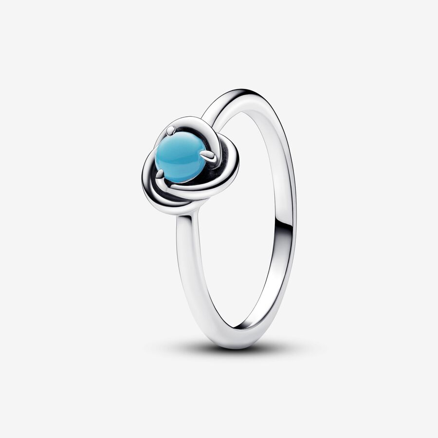 Sterling silver ring with capri blue crystal