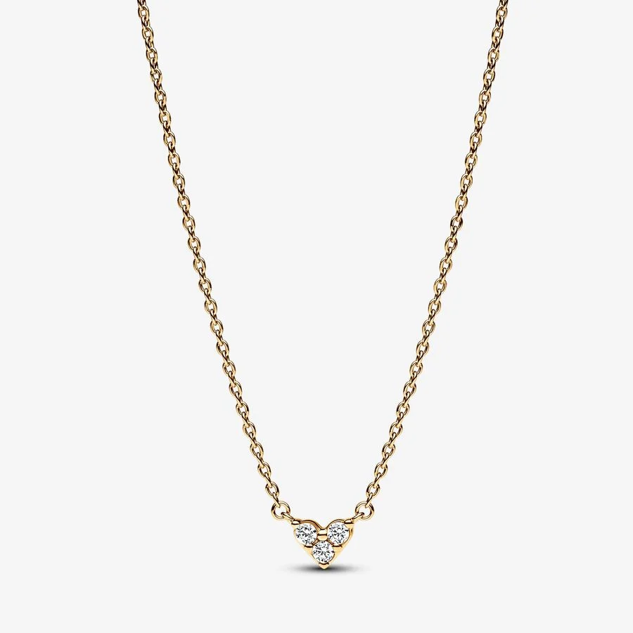 Heart 14k gold-plated collier with clear cubic zirconia