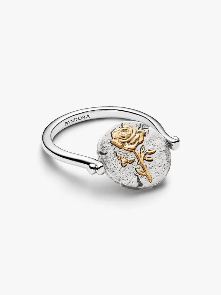 Rose sterling silver and 14k gold-plated spinnable ring