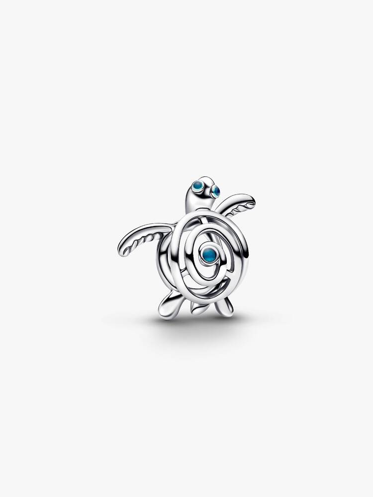 Openwork turtle sterling silver charm with turquoi