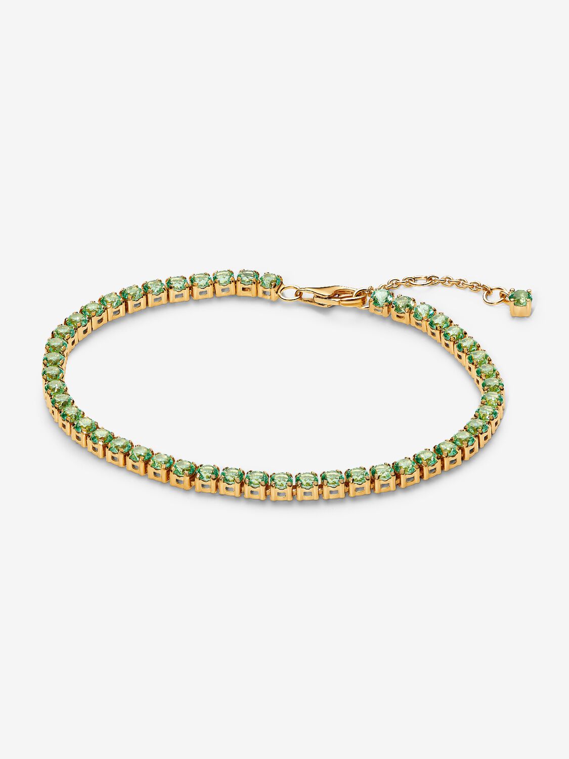 14k gold-plated bracelet with mint green crystal