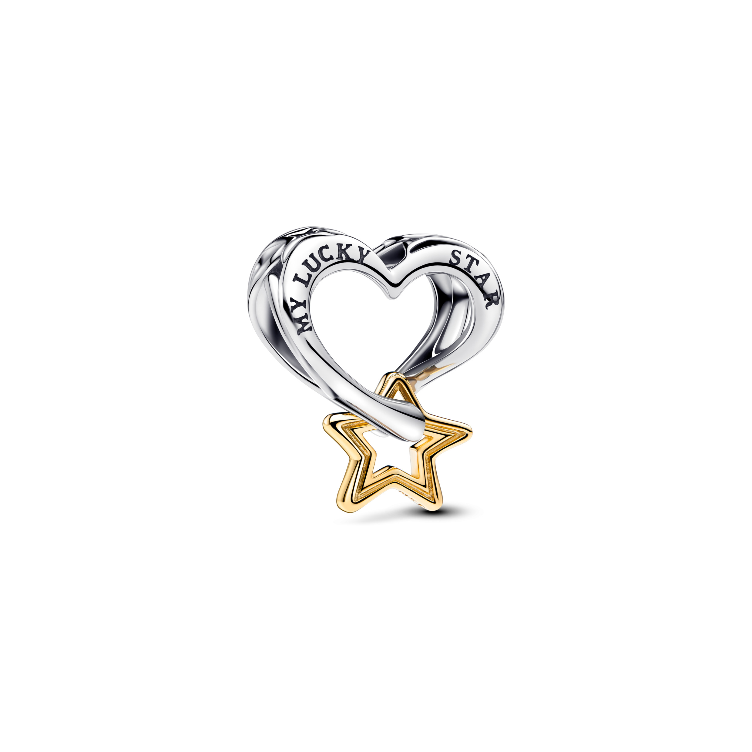 Heart and star sterling silver and 14k gold-plated
