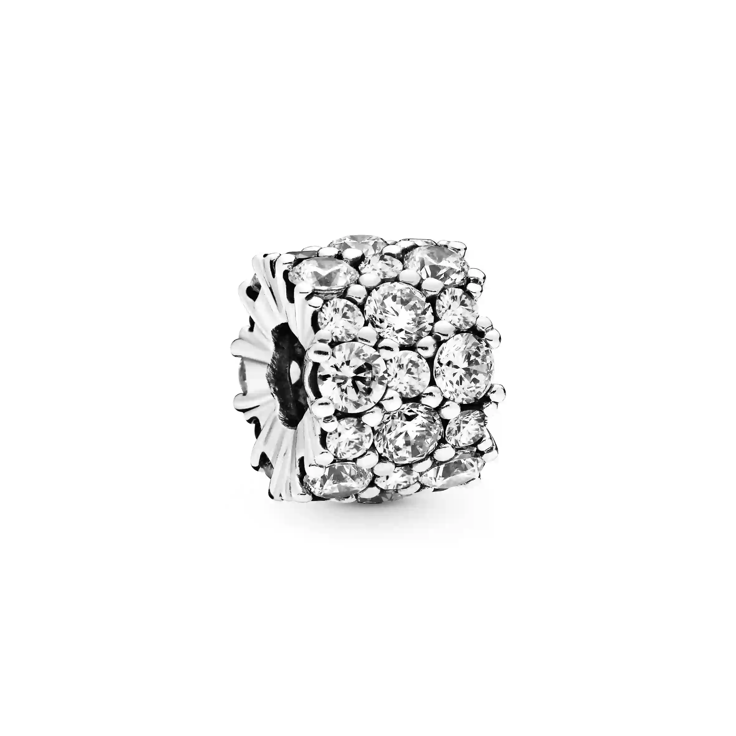 Sterling silver charm with clear cubic zirconia