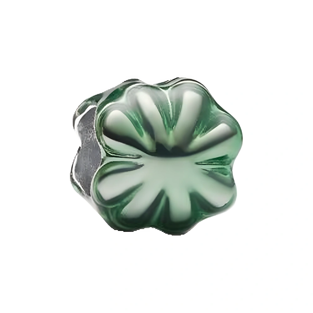 Clover sterling silver mini charm with green enamel