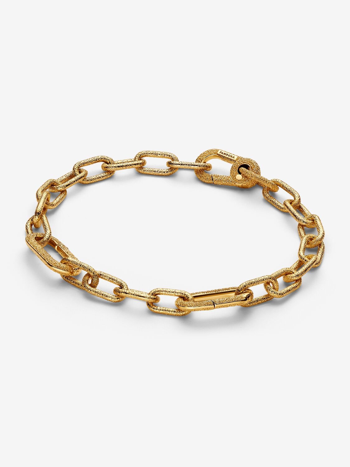 Textured 14k gold-plated link bracelet with 2 openable links
