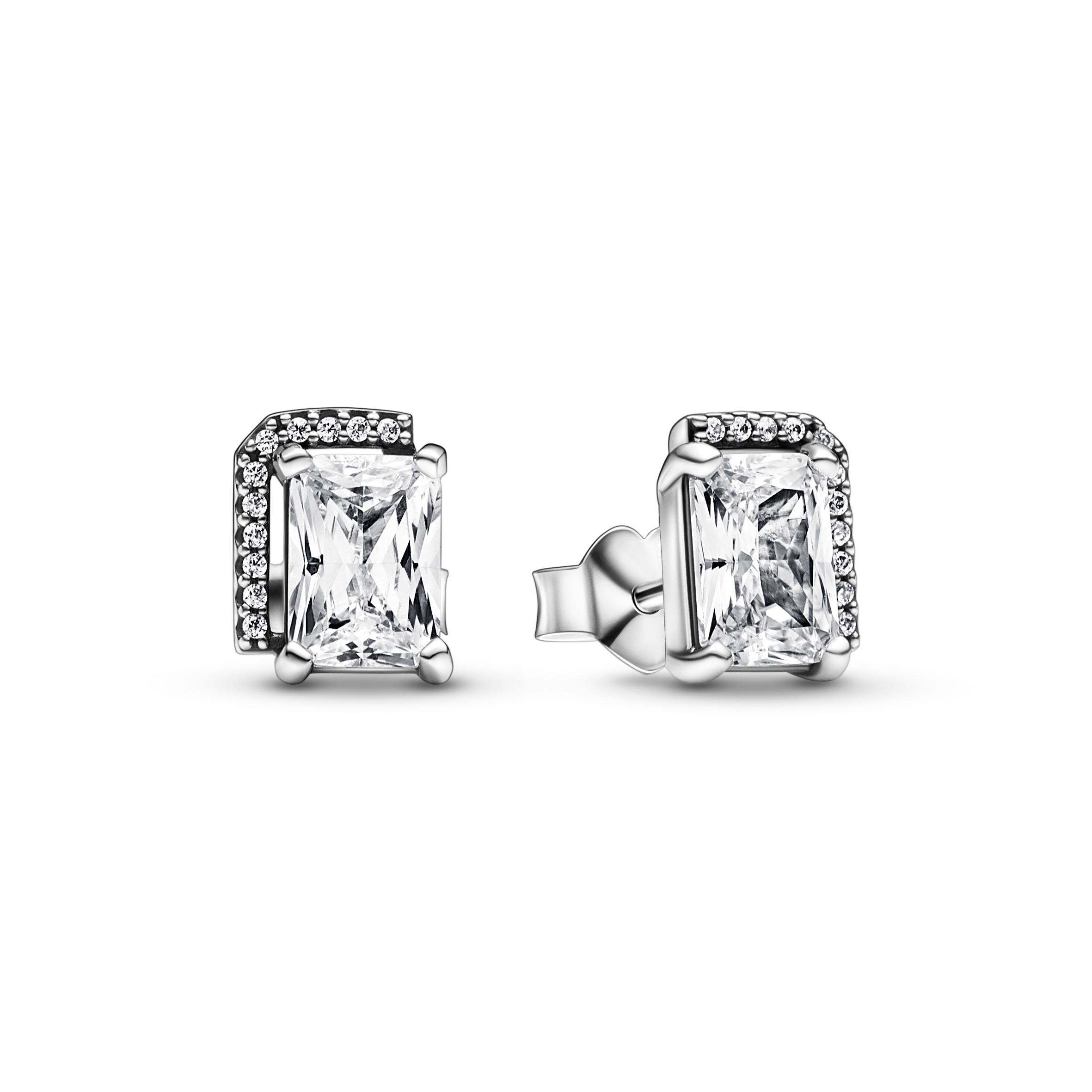 Sterling silver stud earrings with clear cubic zir