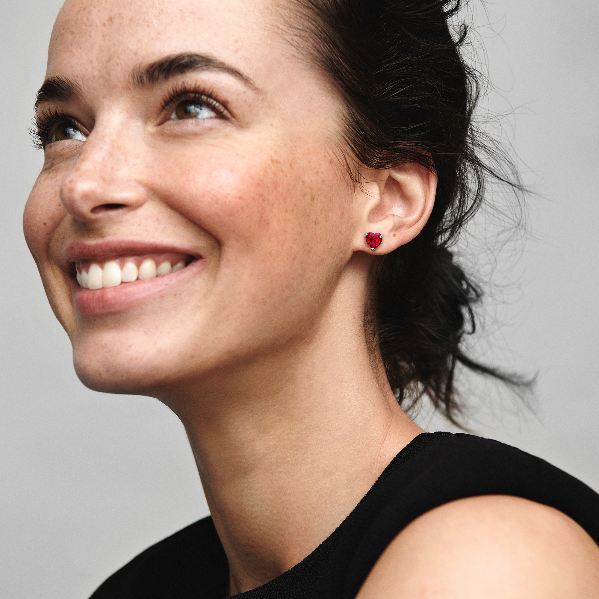 Heart sterling silver stud earrings with cherries 