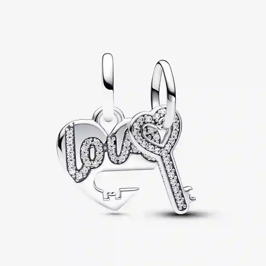Love heart and key sterling silver splittable dang