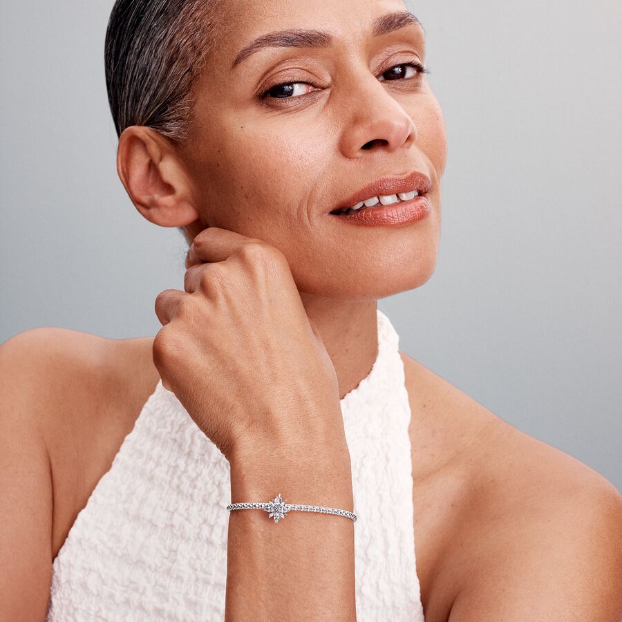 Star sterling silver charm with clear cubic zircon