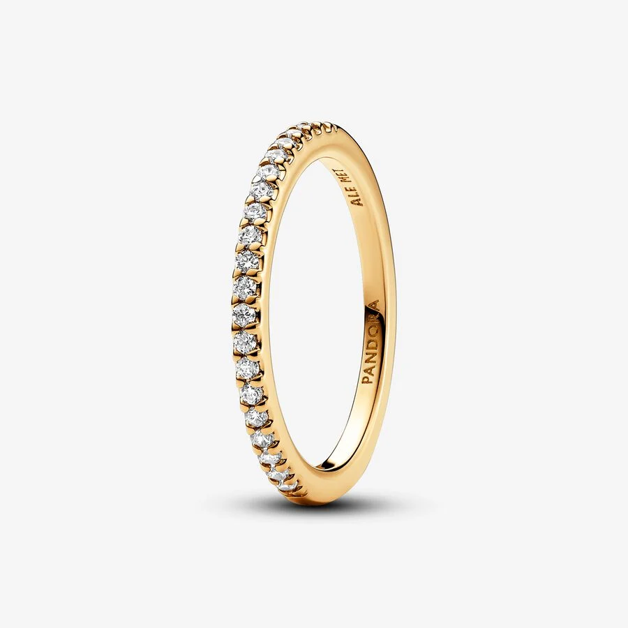 14k Gold-plated ring with clear cubic zirconia
