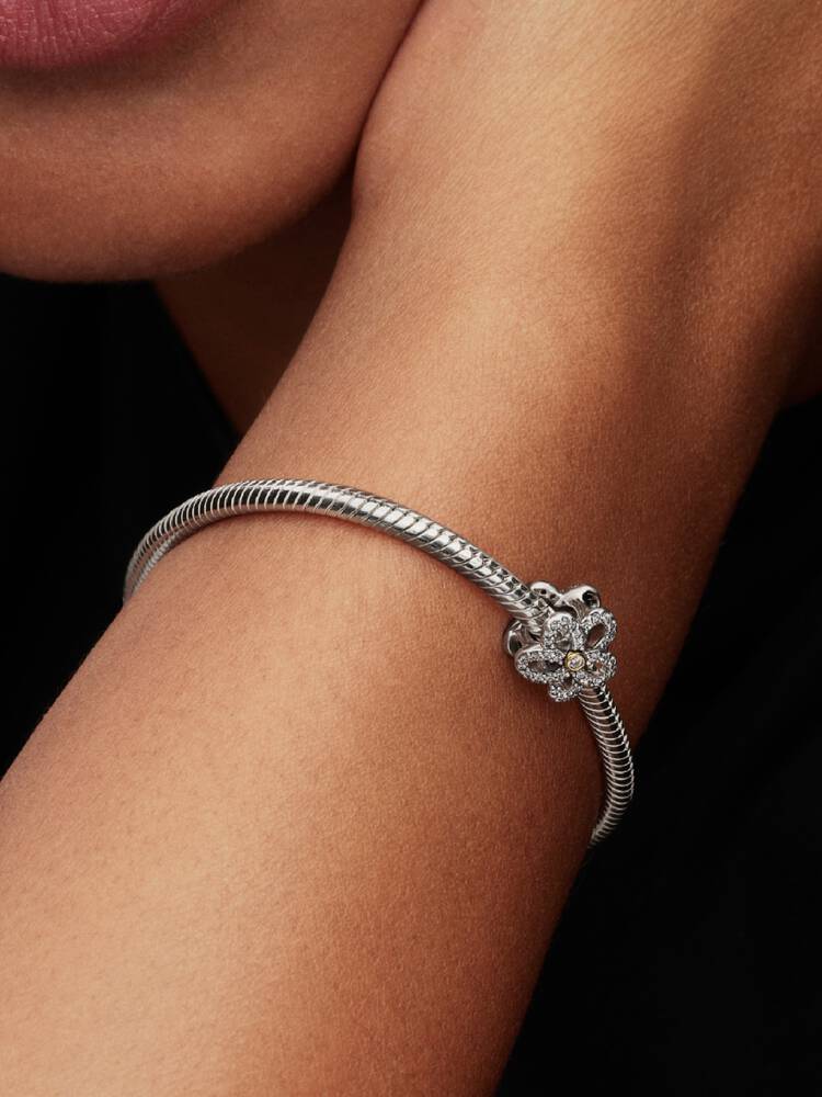 Flower sterling silver and 14k gold-plated charm w