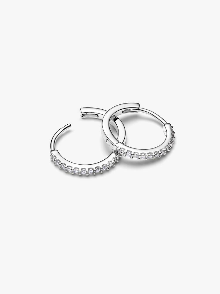 Sterling silver hoop earrings with clear cubic zir