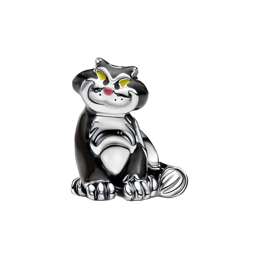 Disney Lucifer sterling silver charm with black, yellow and pink enamel