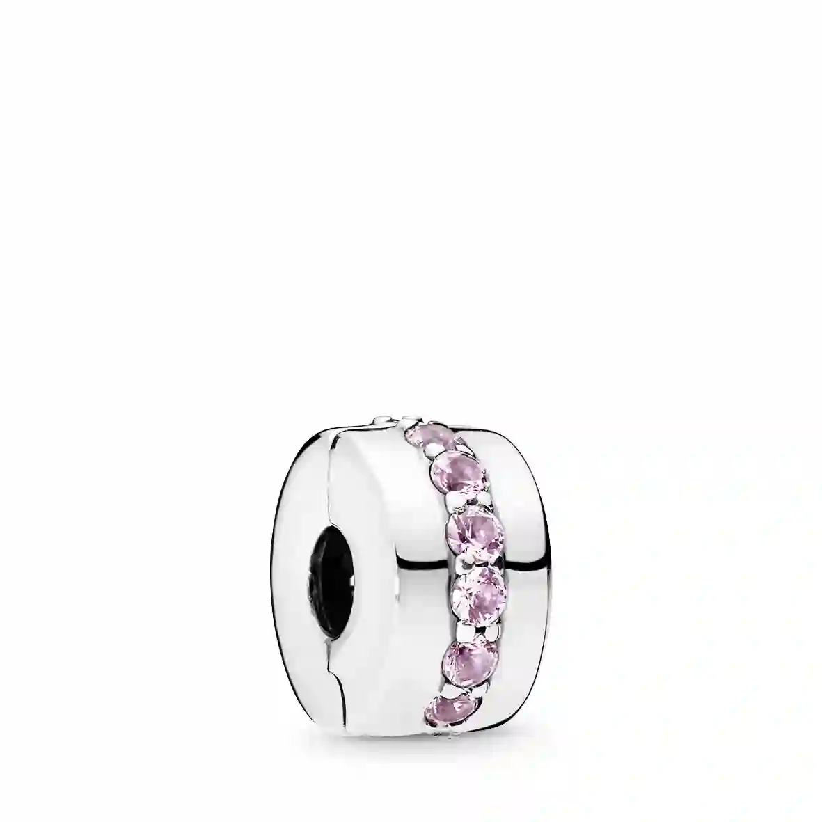 Silver clip with pink cubic zirconia