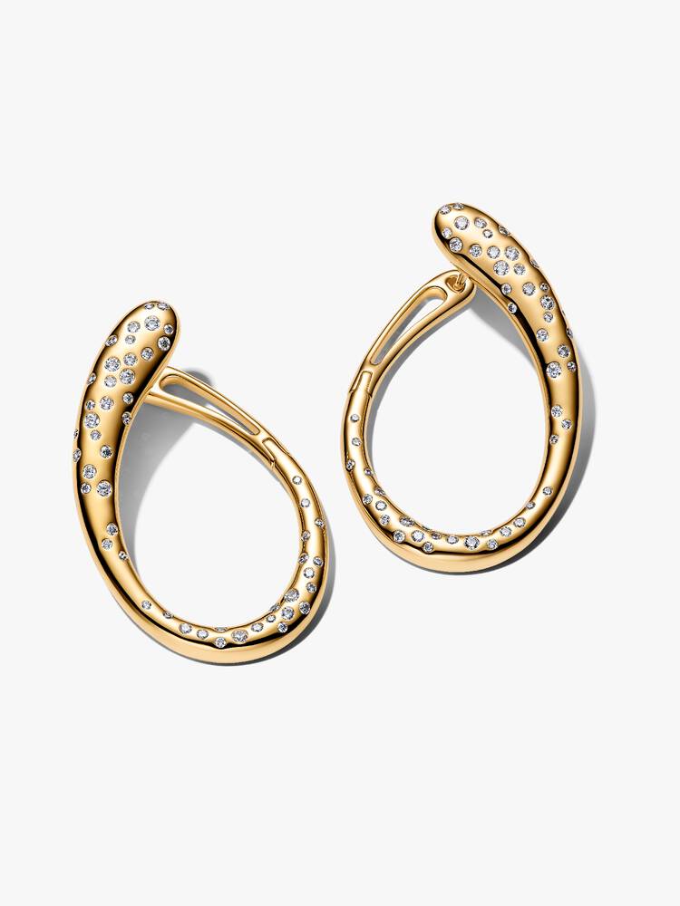 14k gold-plated hoop earrings with clear cubic zir