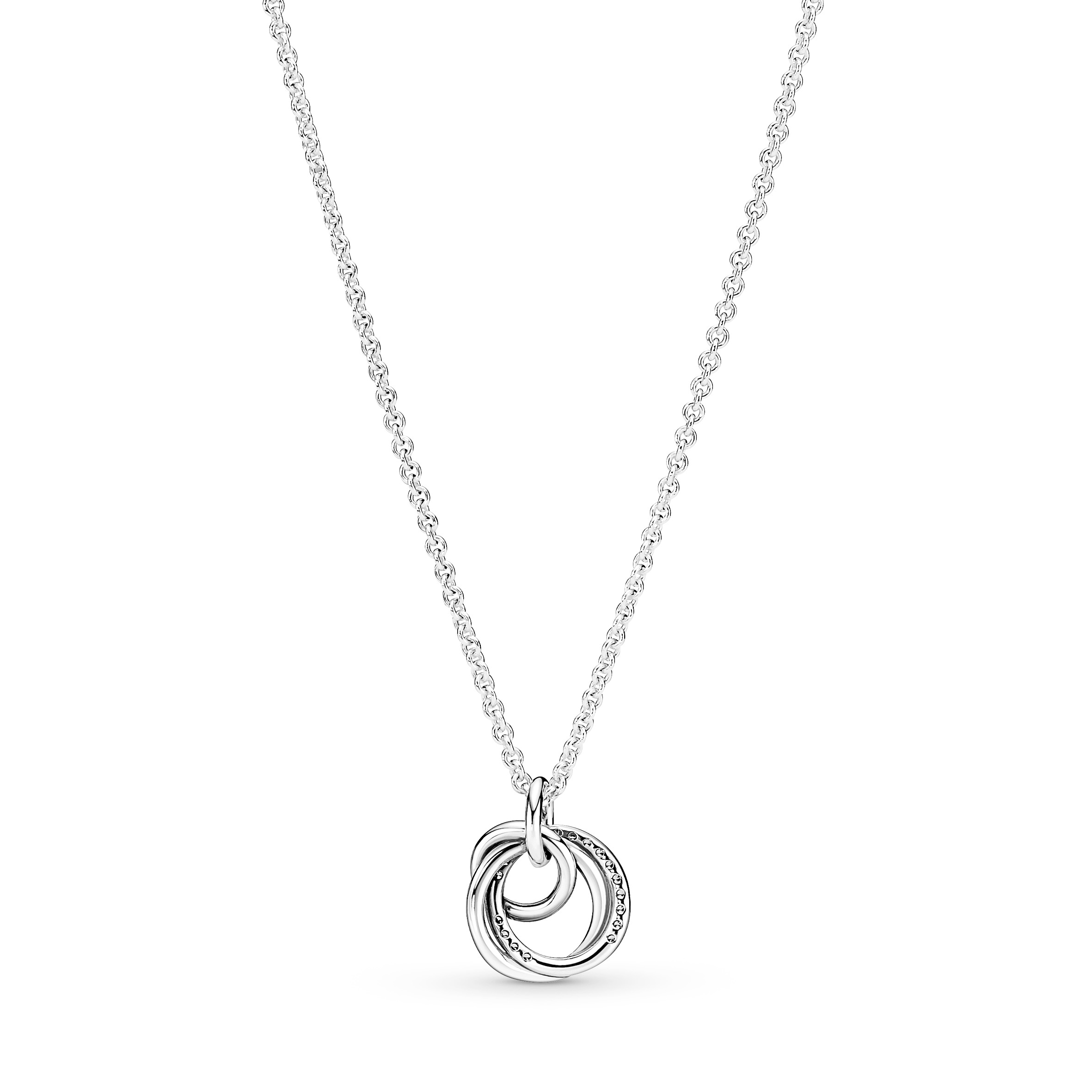 Encircled sterling silver necklace with clear cubi