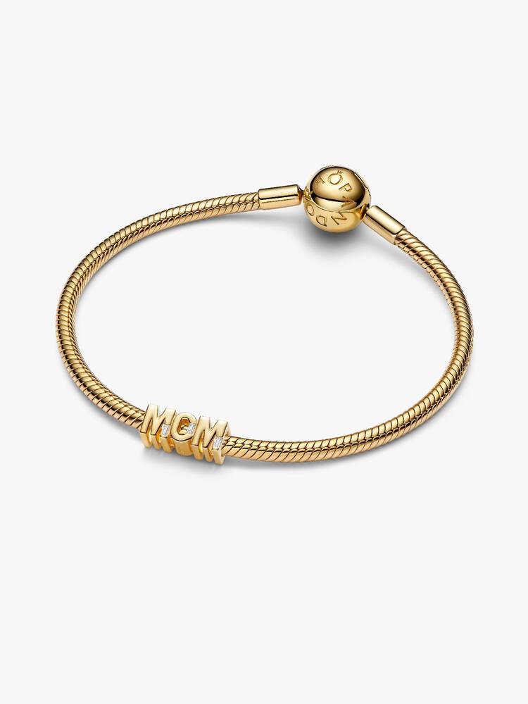 MOM 14k gold-plated charm with clear cubic zirconia