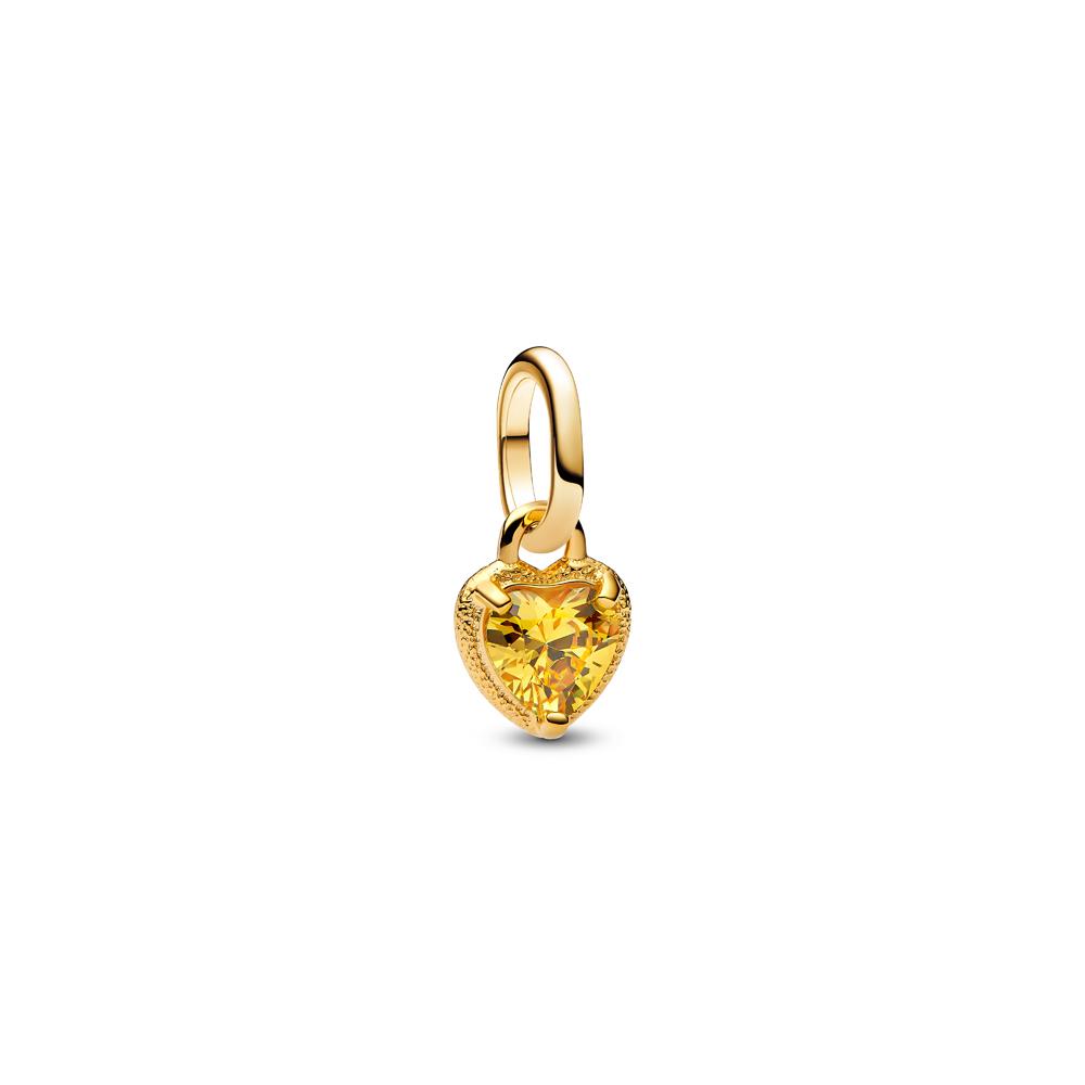 Heart 14k gold-plated mini dangle with yellow cubic zirconia