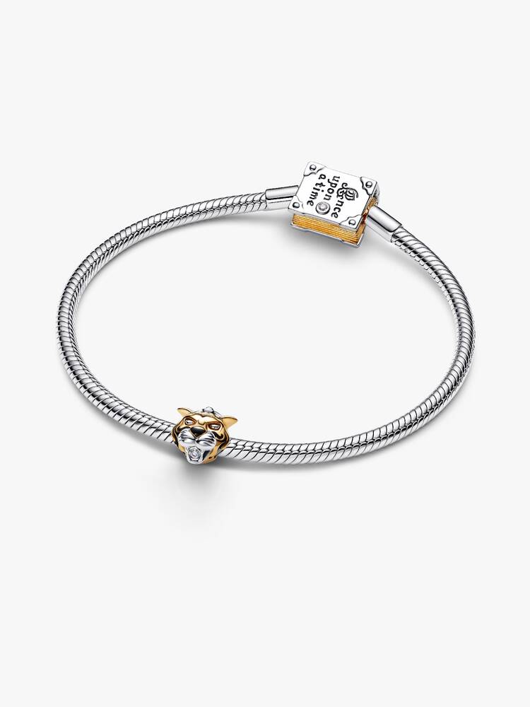 Disney Princess Jasmin sterling silver and 14k gold-plated charm with 0.012ct TW G-I VS+round brill 