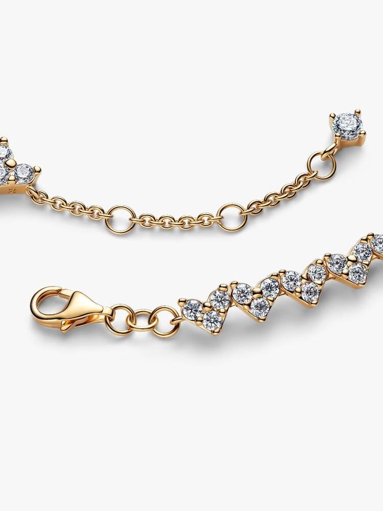 Heart 14k gold-plated tennis bracelet with clear c