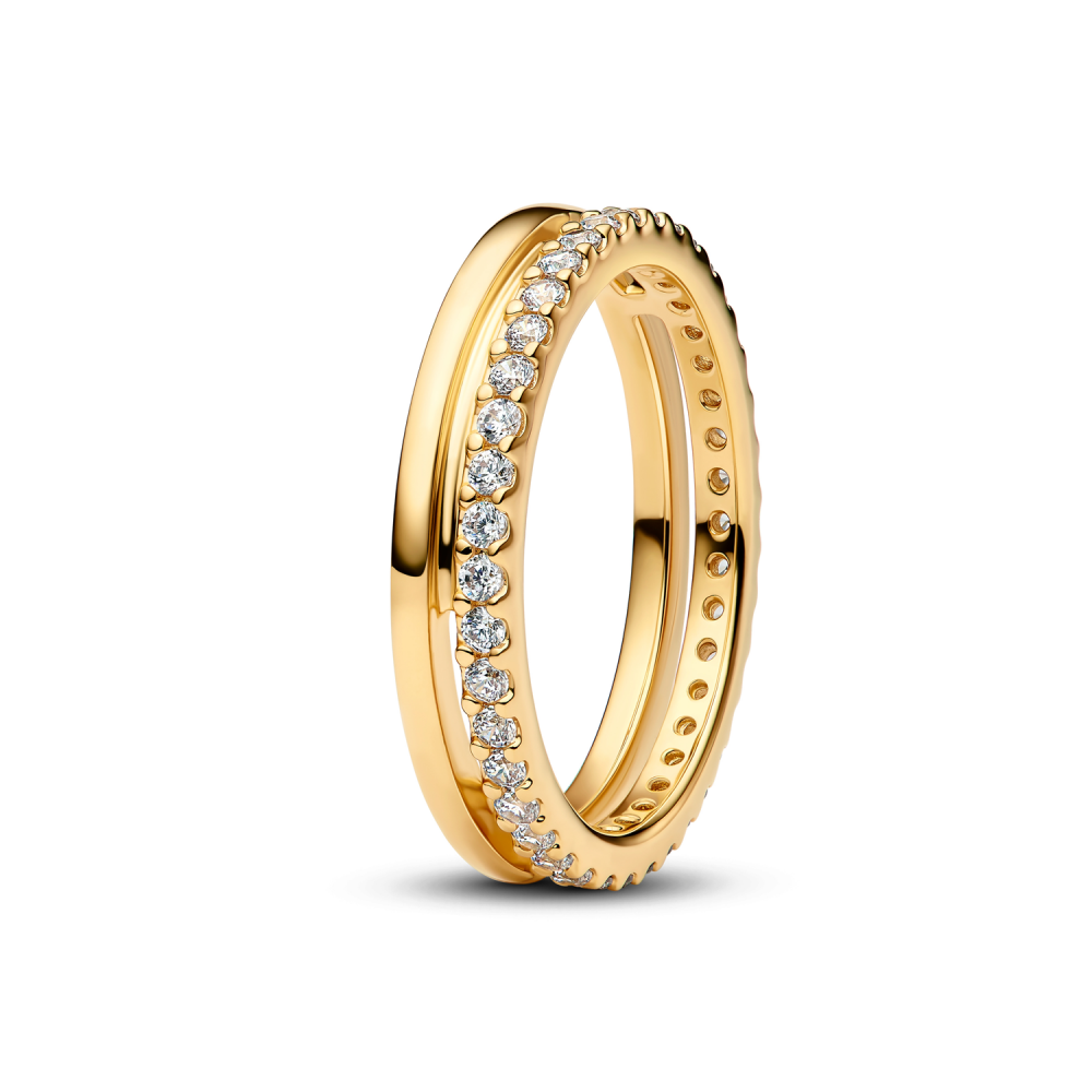 14k Gold-plated ring with clear cubic zirconia