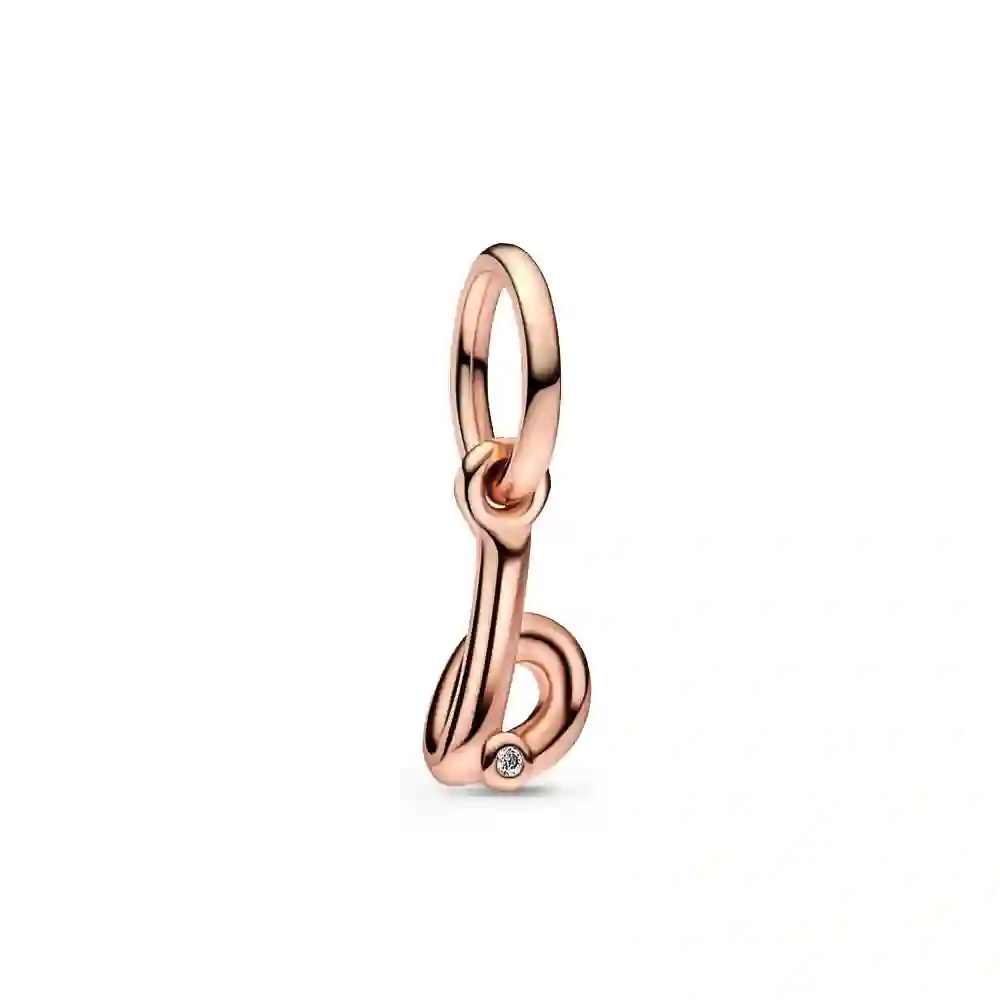 Letter b 14k rose gold-plated dangle with clear cubic zirconia