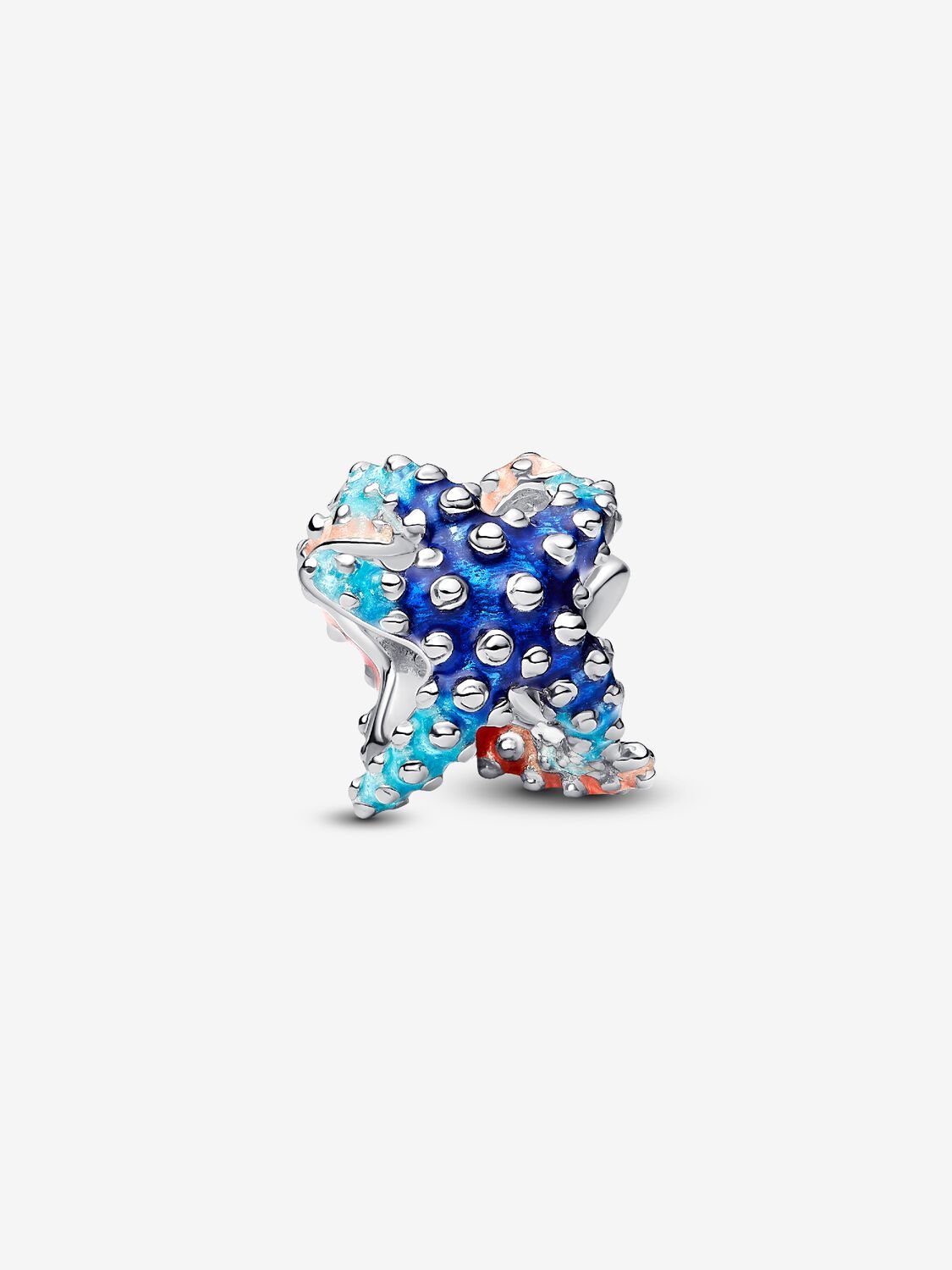 Starfish sterling silver charm with shaded blue an