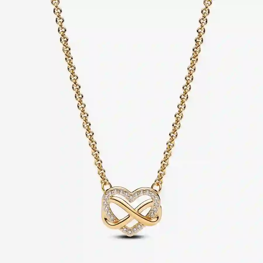 Infinity heart 14k gold-plated necklace with clear