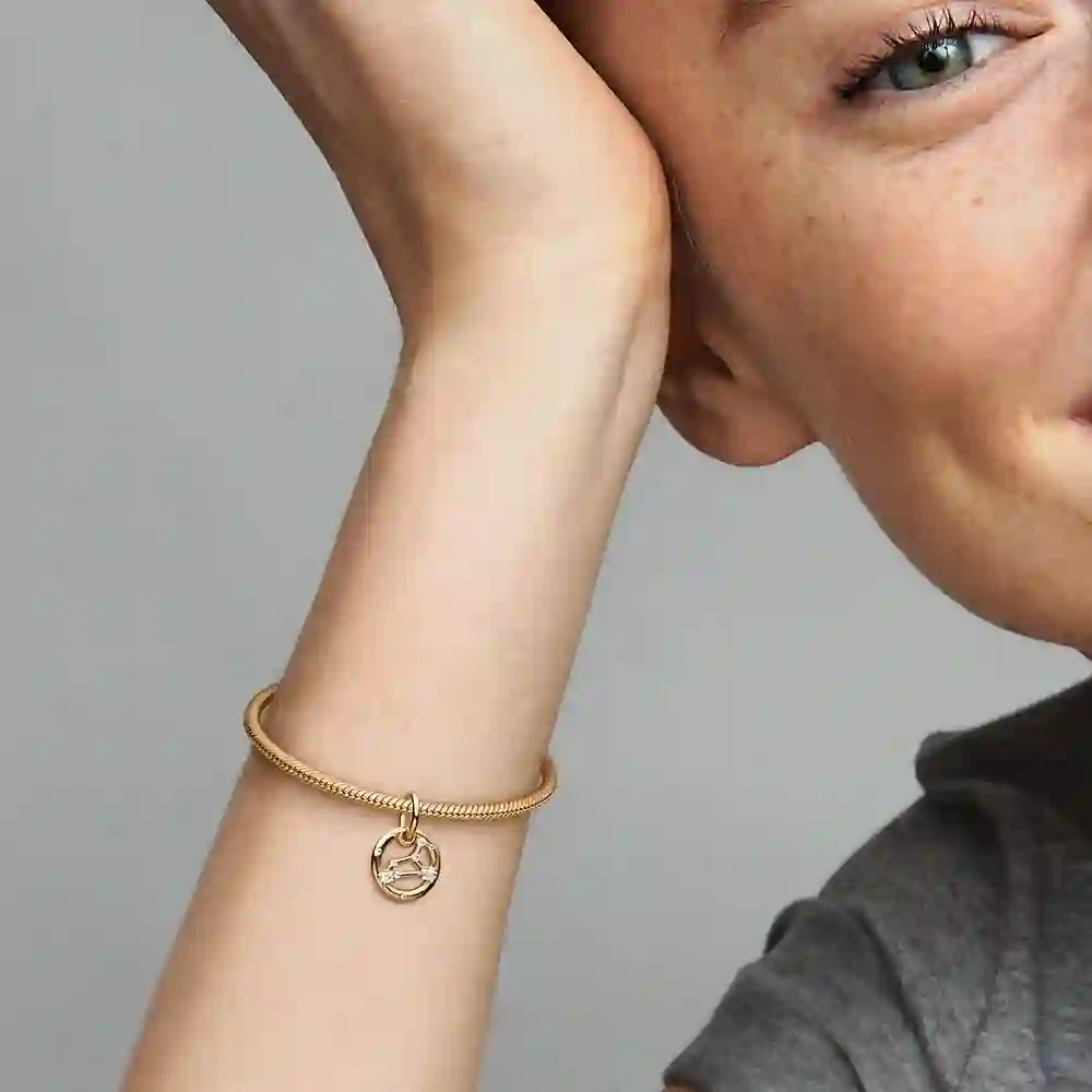 Leo zodiac 14k gold-plated dangle with clear cubic zirconia