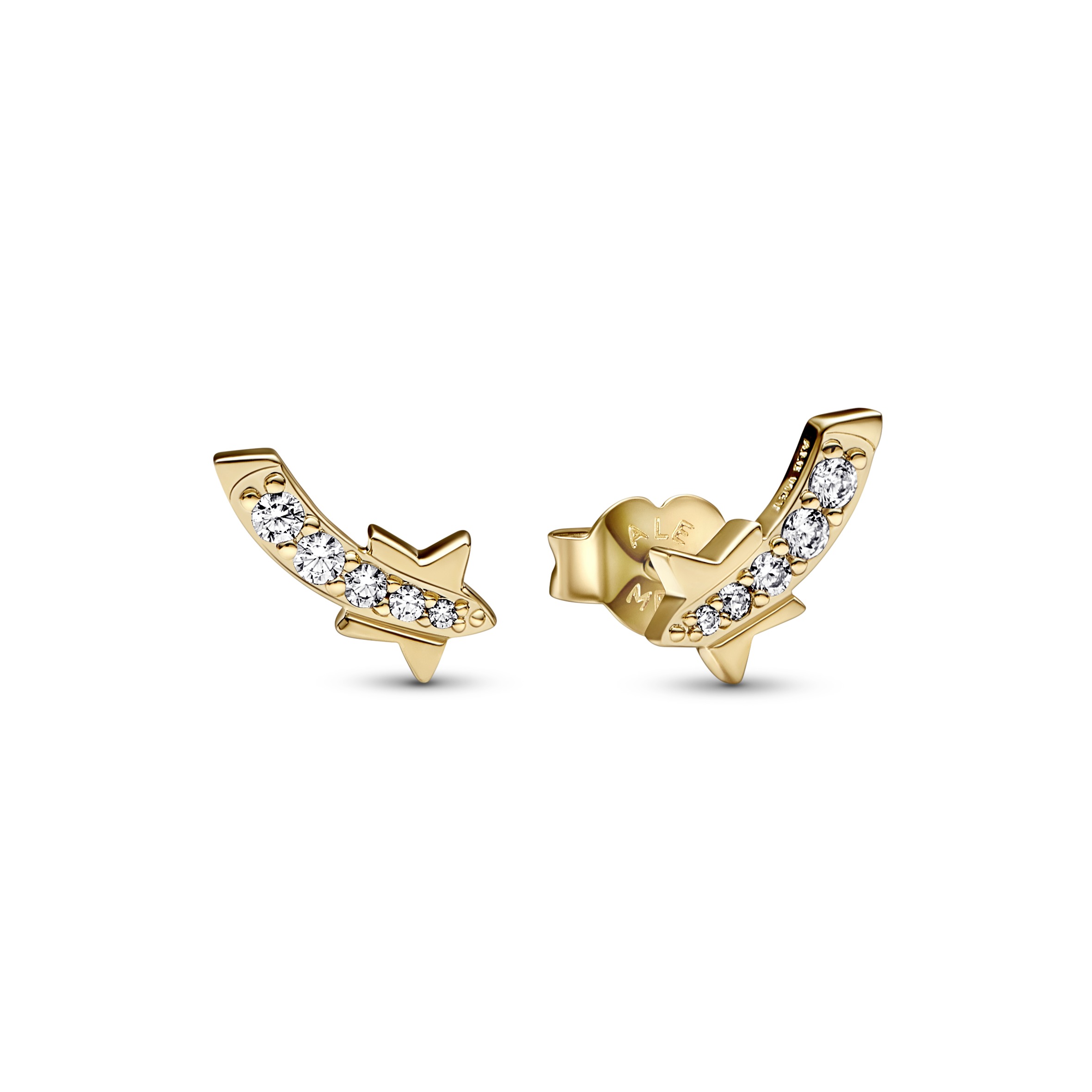 Shooting star 14k gold-plated stud earrings with c