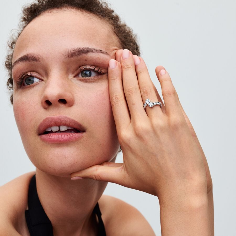 Sterling silver ring with clear cubic zirconia