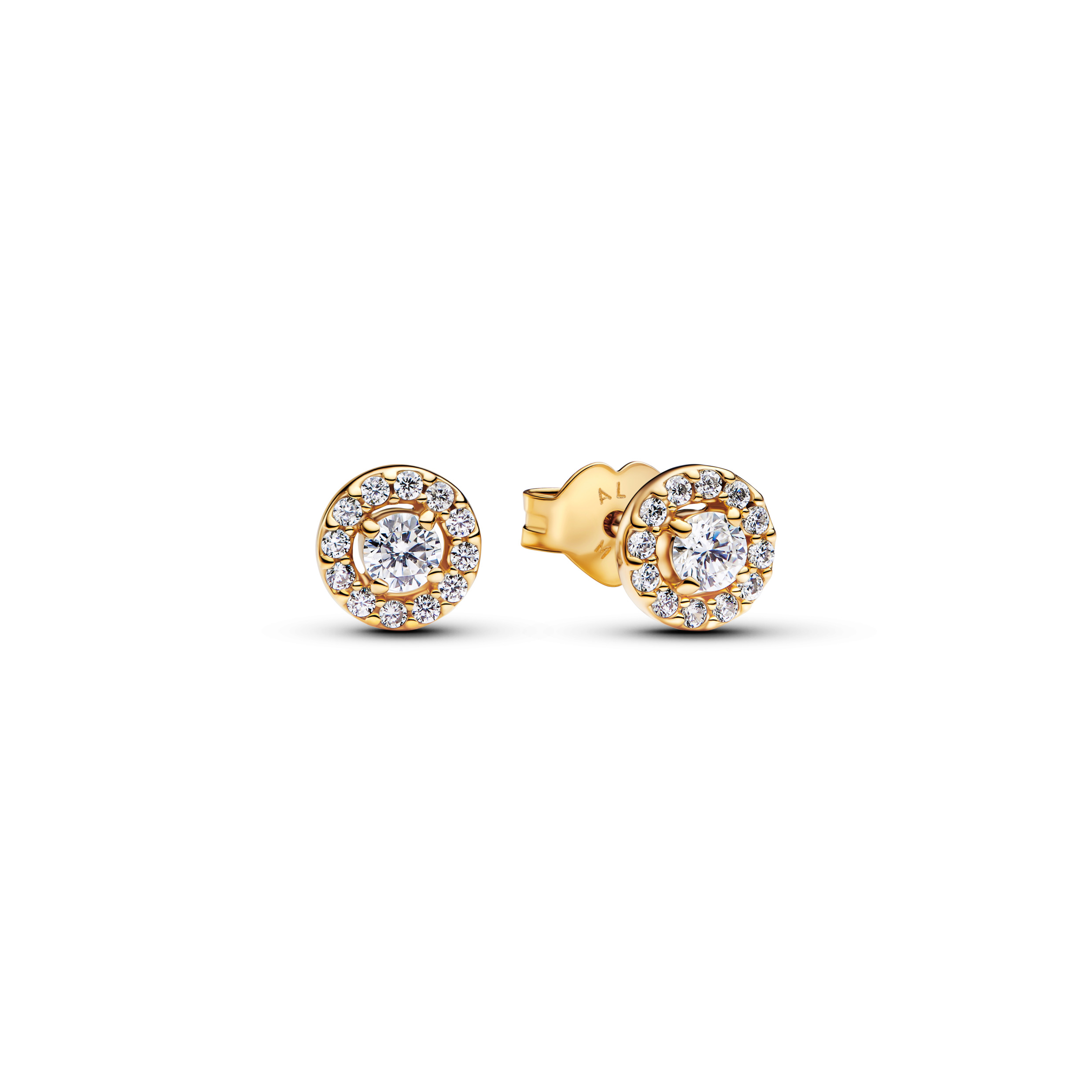 14k Gold-plated stud earrings with clear cubic zir