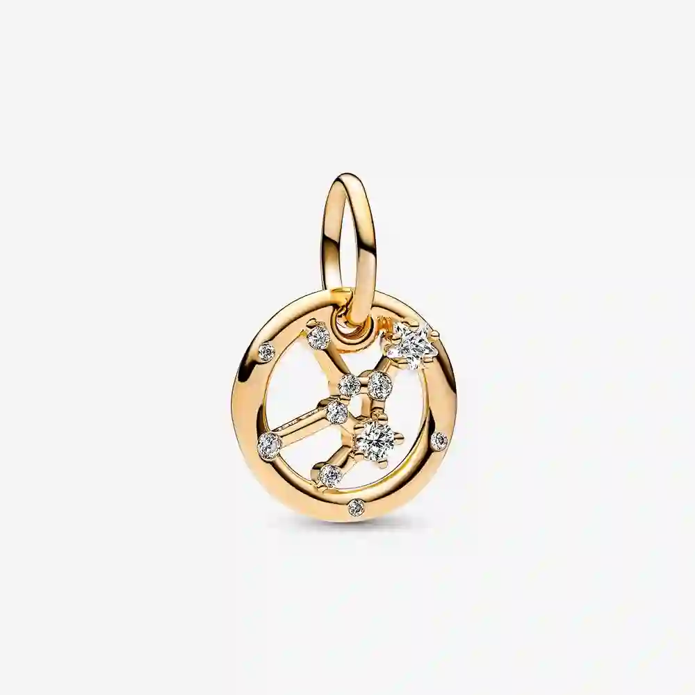 Virgo zodiac 14k gold-plated dangle with clear cubic zirconia