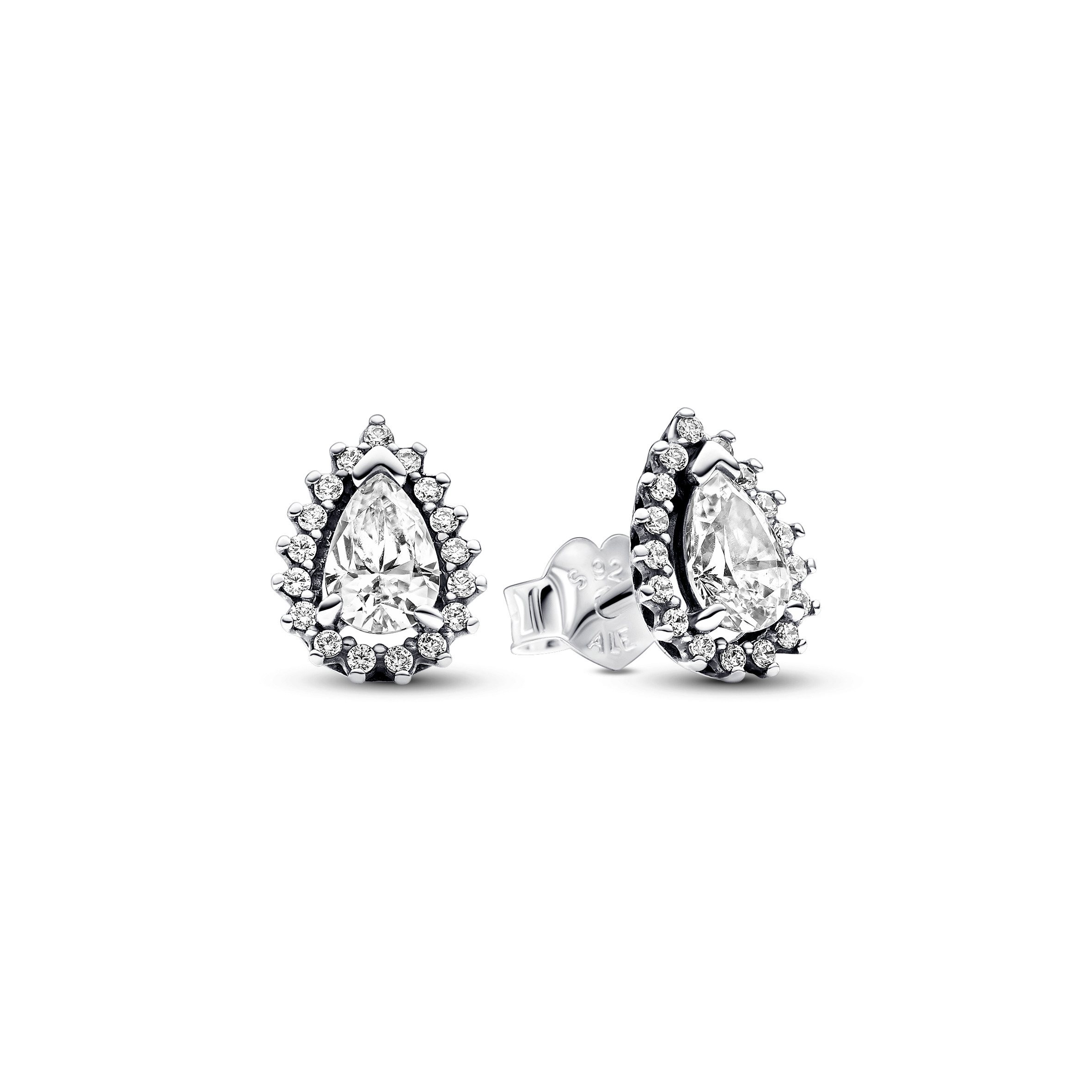 Sterling silver stud earrings with clear cubic zir