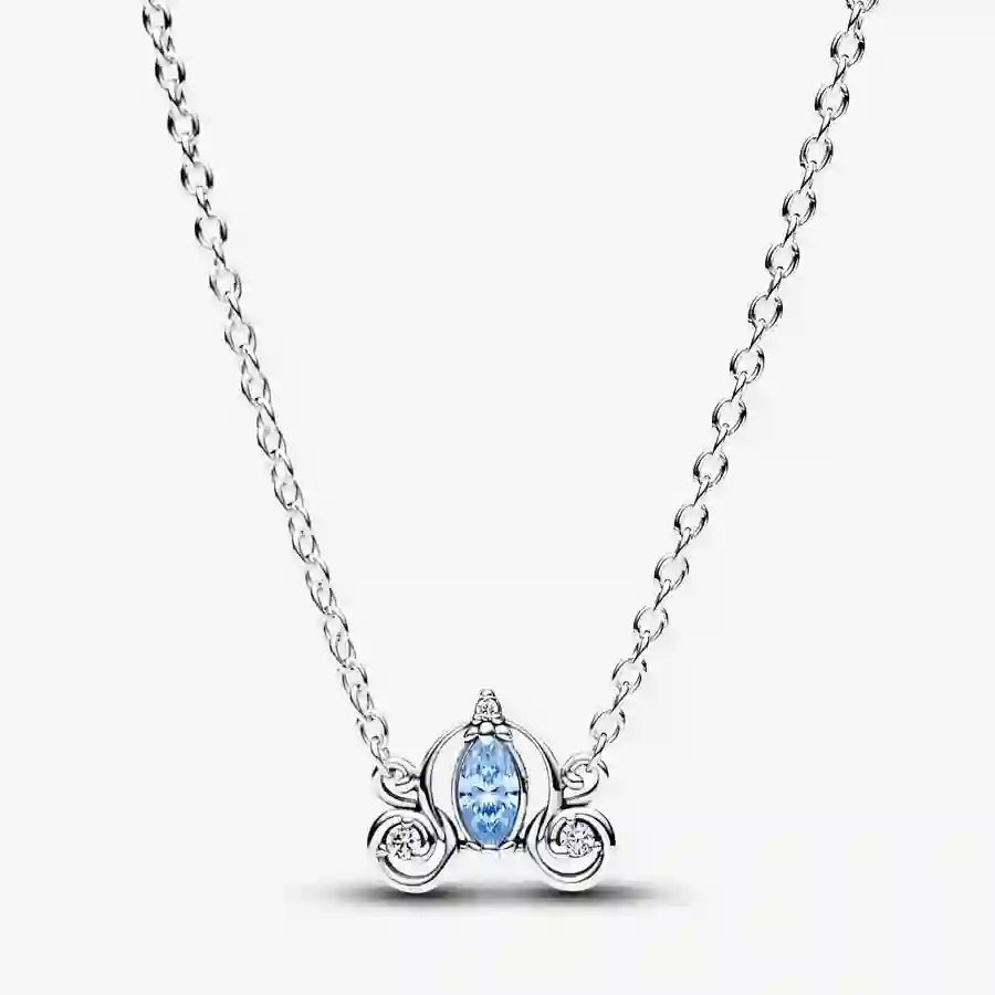 Disney Cinderella sterling silver collier with fancy light blue and clear cubic zirconia