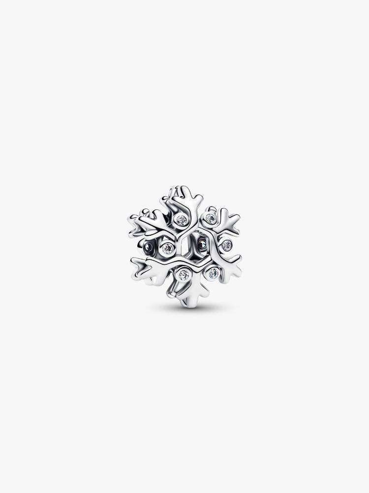 Snowflake sterling silver charm with clear cubic z