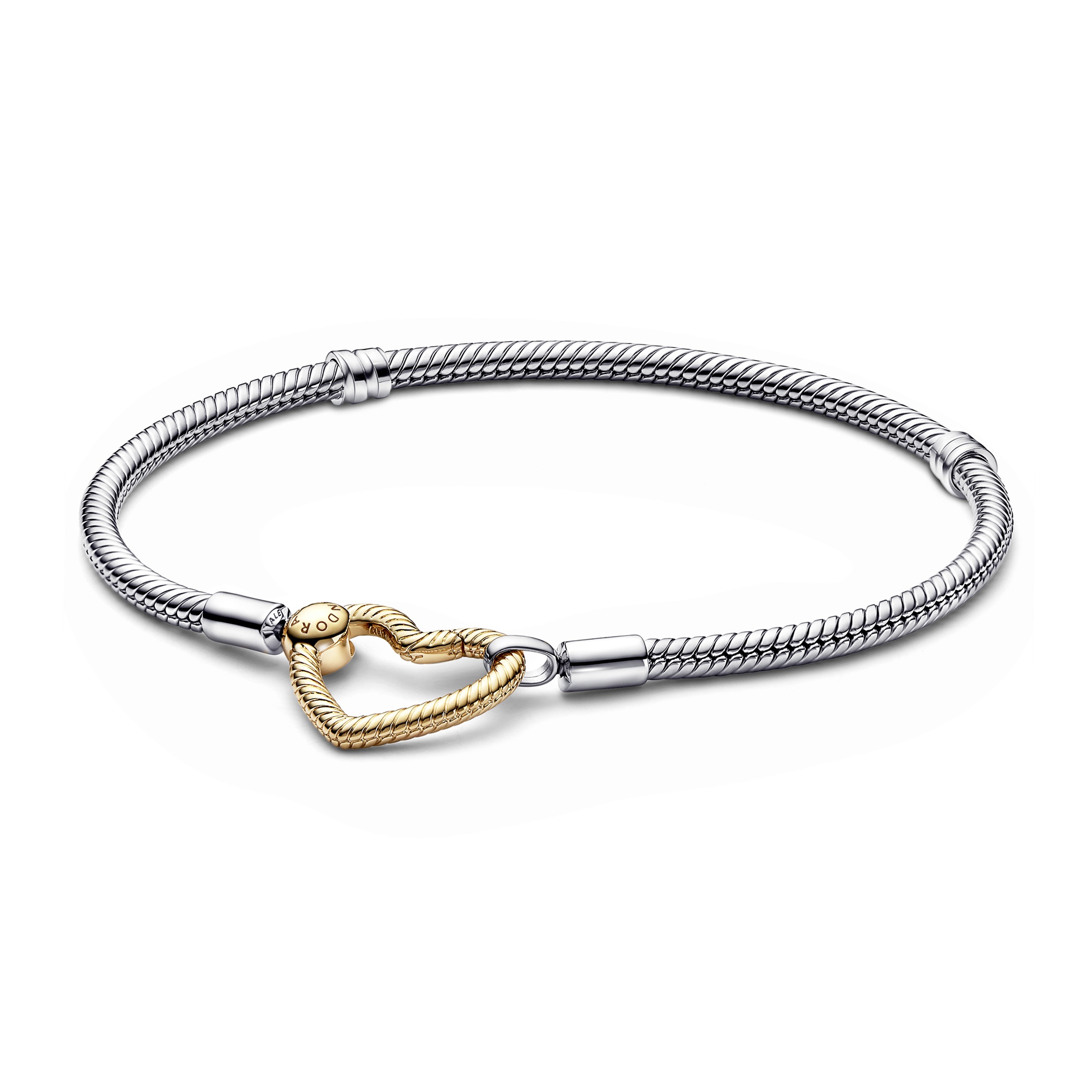 Snake chain sterling silver bracelet with 14k gold