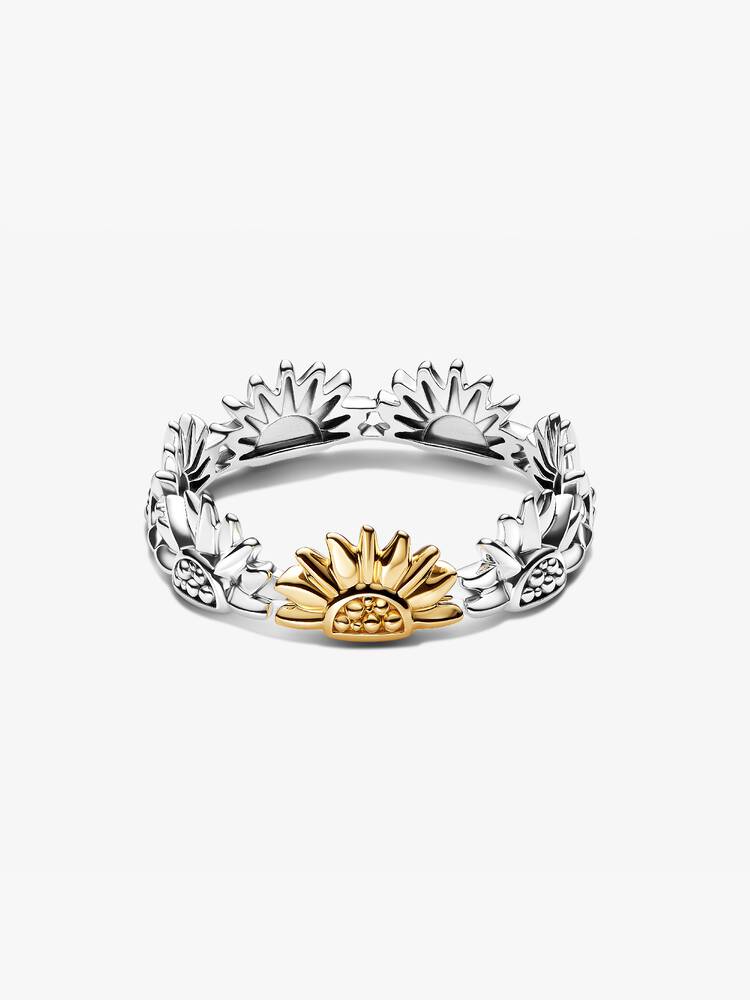Sunflower sterling silver and 14k gold-plated ring